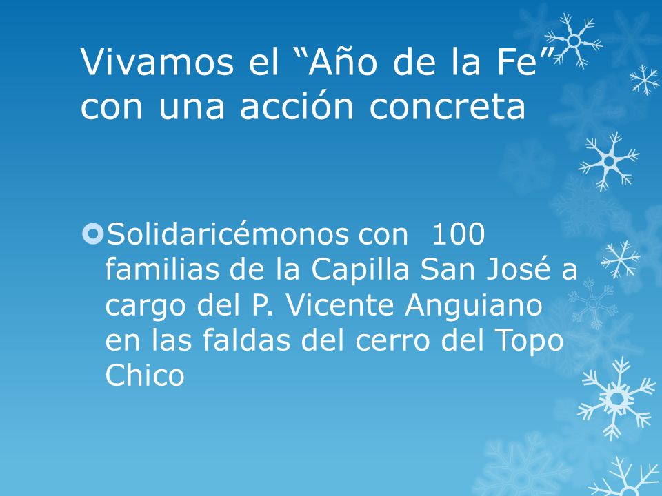 Vivamos el Año de la Fe con una acción concreta