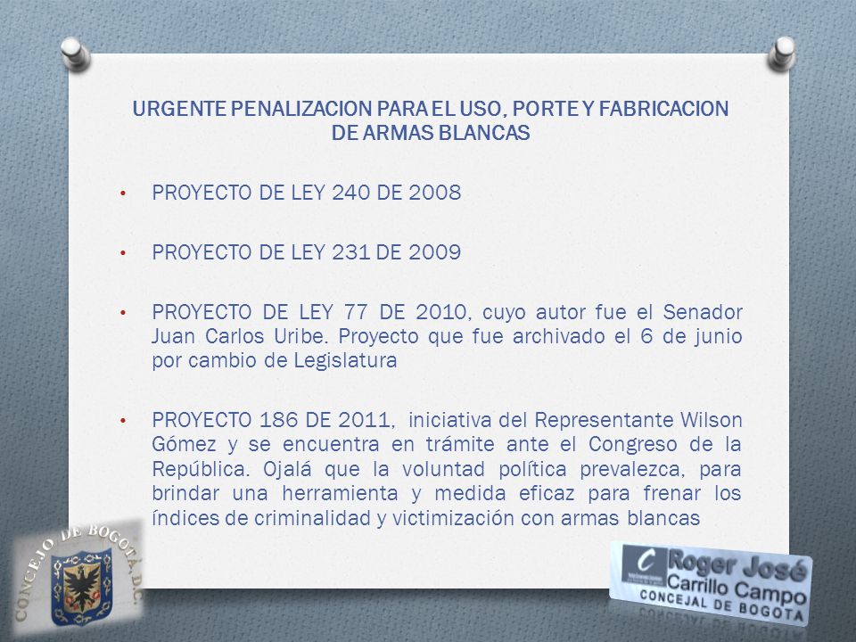 URGENTE PENALIZACION PARA EL USO, PORTE Y FABRICACION DE ARMAS BLANCAS