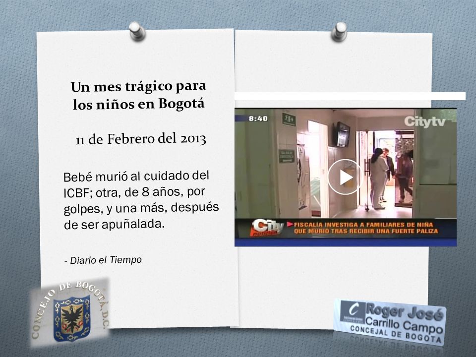 Un mes trágico para los niños en Bogotá 11 de Febrero del 2013
