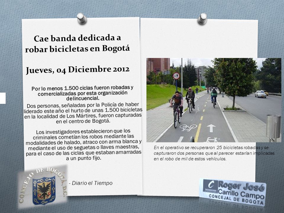 Cae banda dedicada a robar bicicletas en Bogotá Jueves, 04 Diciembre 2012