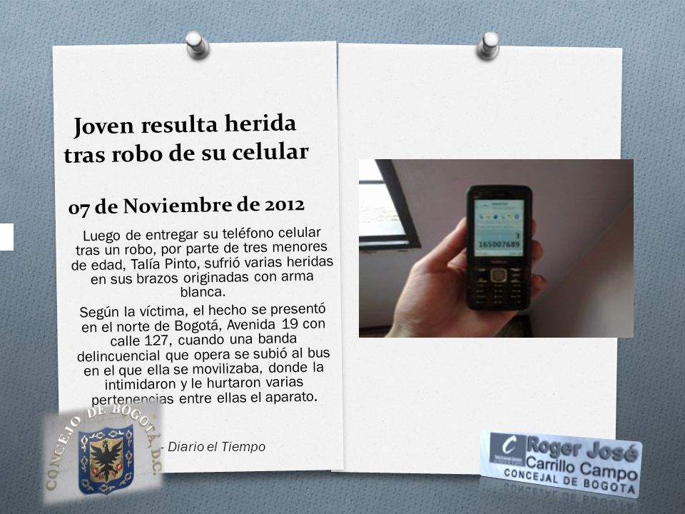 Joven resulta herida tras robo de su celular 07 de Noviembre de 2012