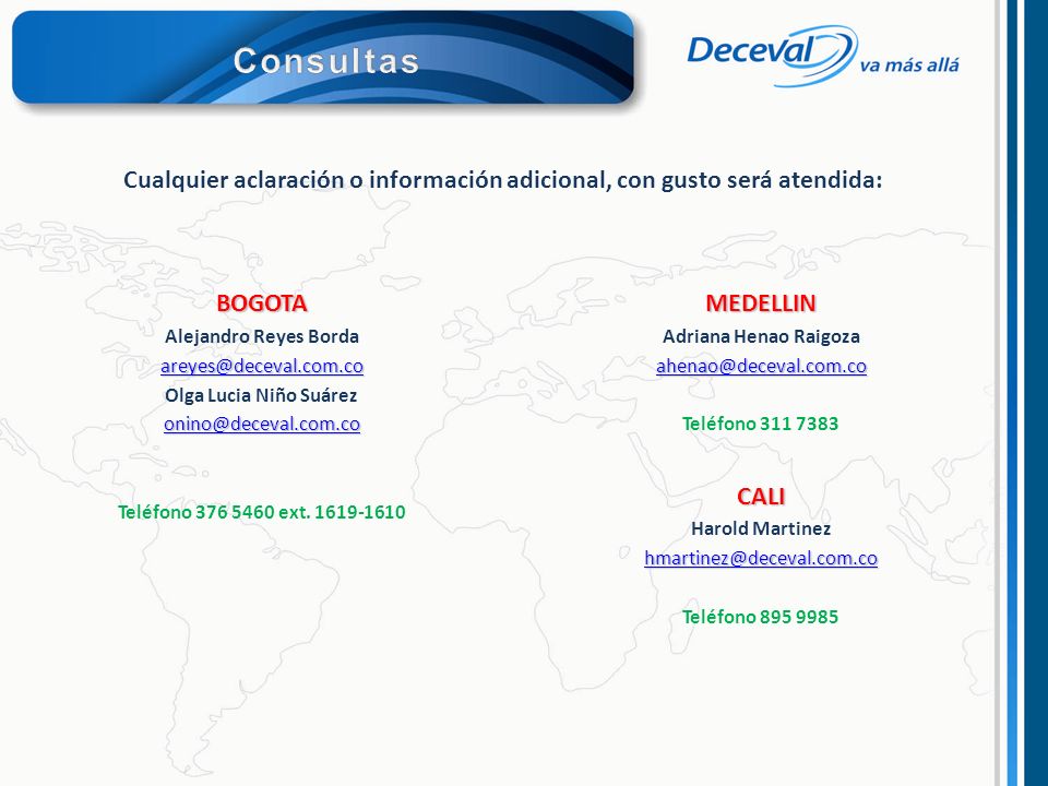 Cualquier aclaración o información adicional, con gusto será atendida: