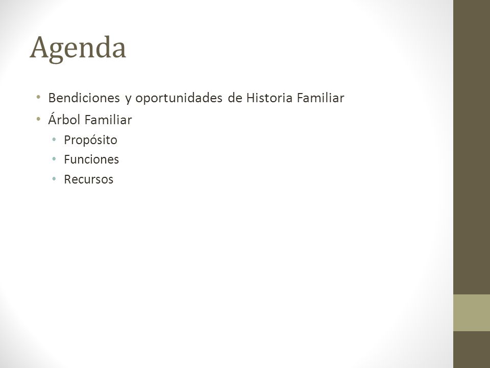 Agenda Bendiciones y oportunidades de Historia Familiar Árbol Familiar