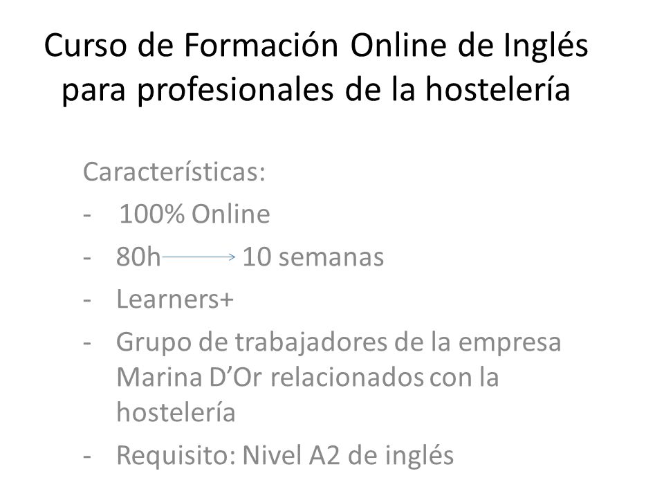 Curso de Formación Online de Inglés para profesionales de la hostelería