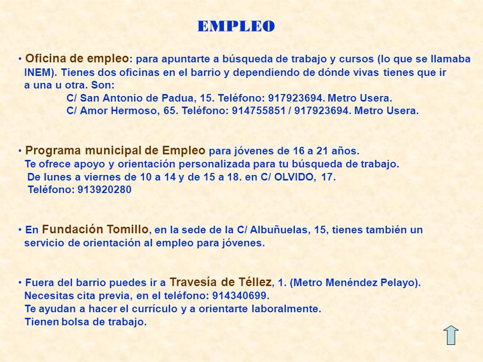EMPLEO Oficina de empleo: para apuntarte a búsqueda de trabajo y cursos (lo que se llamaba.
