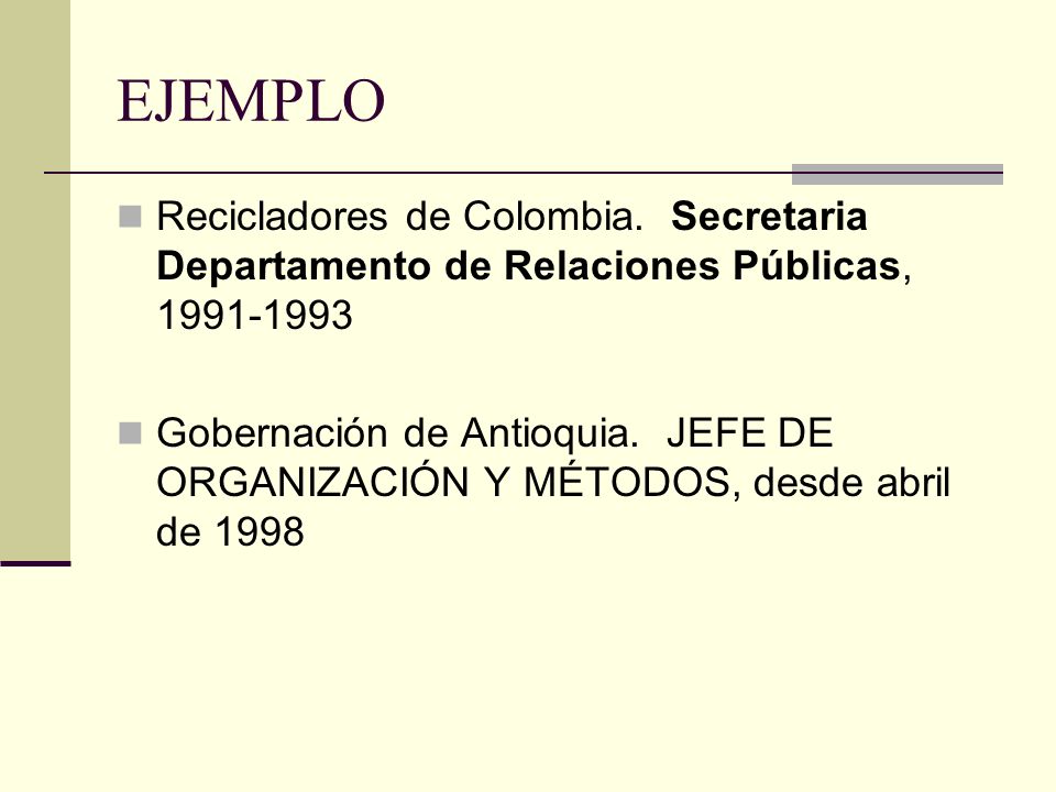 EJEMPLO Recicladores de Colombia. Secretaria Departamento de Relaciones Públicas,