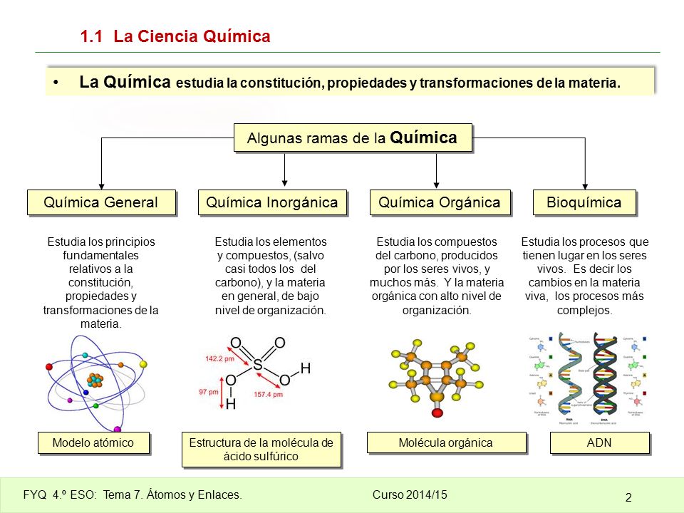 1.1 La Ciencia Química La Química estudia la constitución, propiedades y transformaciones de la materia.