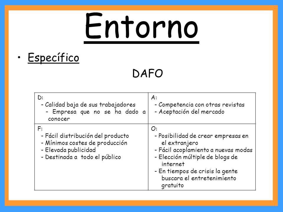 Entorno Específico DAFO D: - Calidad baja de sus trabajadores