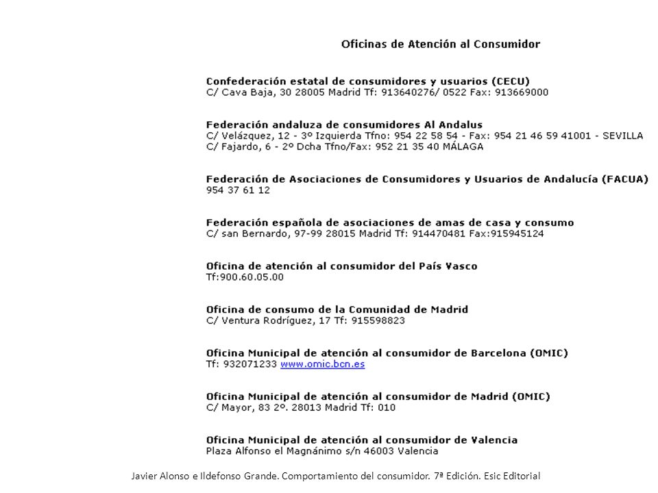 Javier Alonso e Ildefonso Grande. Comportamiento del consumidor