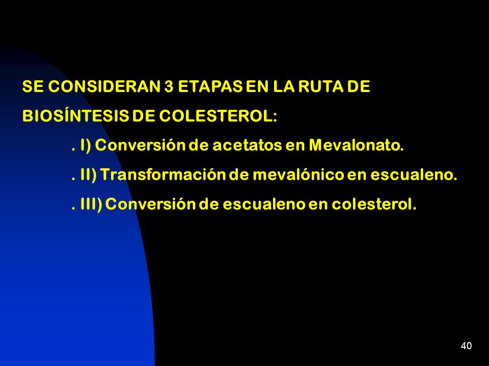 SE CONSIDERAN 3 ETAPAS EN LA RUTA DE BIOSÍNTESIS DE COLESTEROL: