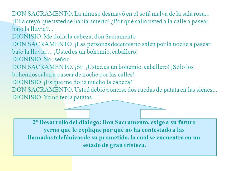 DIONISIO. Me dolía la cabeza, don Sacramento