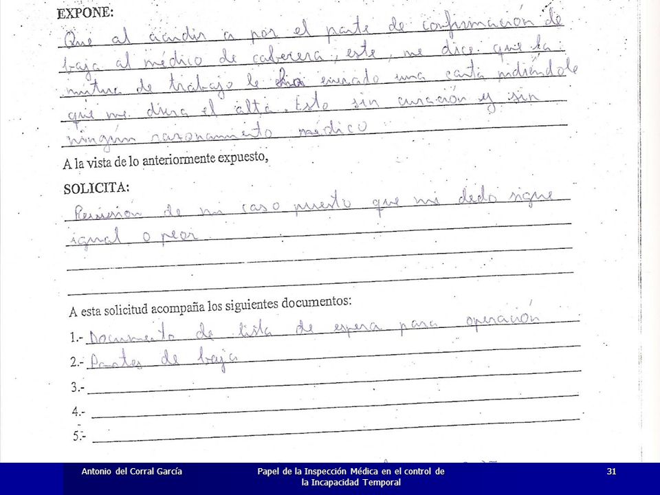 Papel de la Inspección Médica en el control de la Incapacidad Temporal