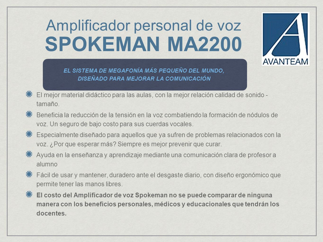 Amplificador personal de voz SPOKEMAN MA2200