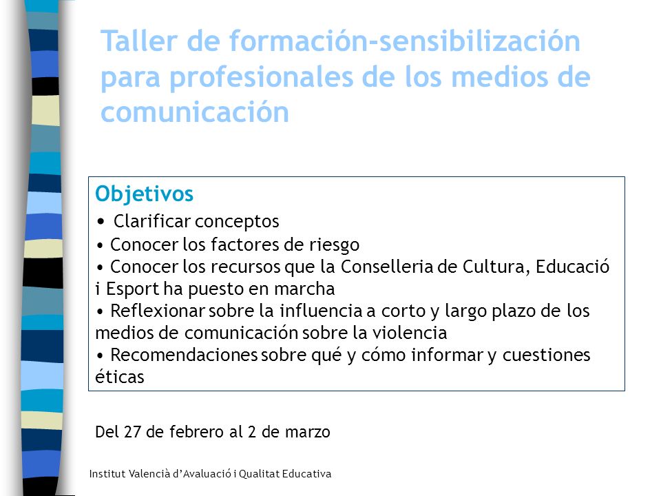 Taller de formación-sensibilización para profesionales de los medios de comunicación