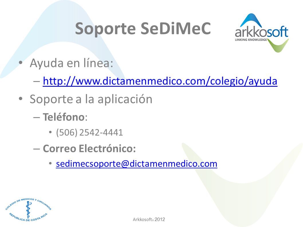 Soporte SeDiMeC Ayuda en línea: Soporte a la aplicación