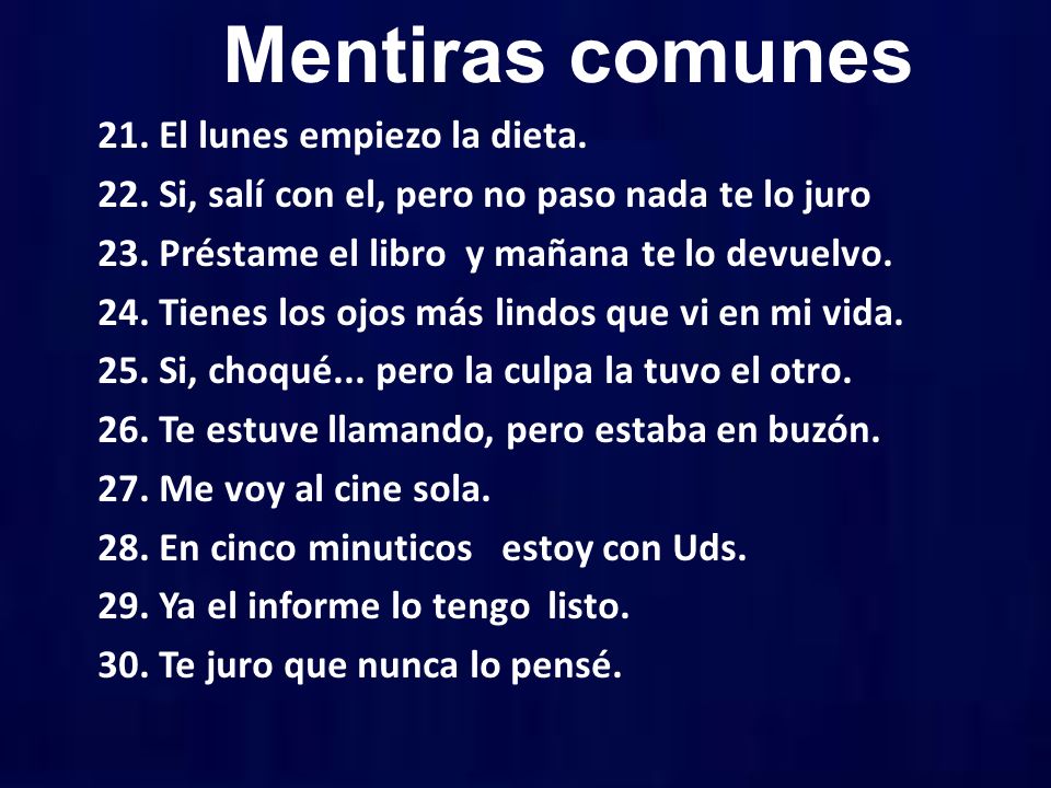 Mentiras comunes 21. El lunes empiezo la dieta.