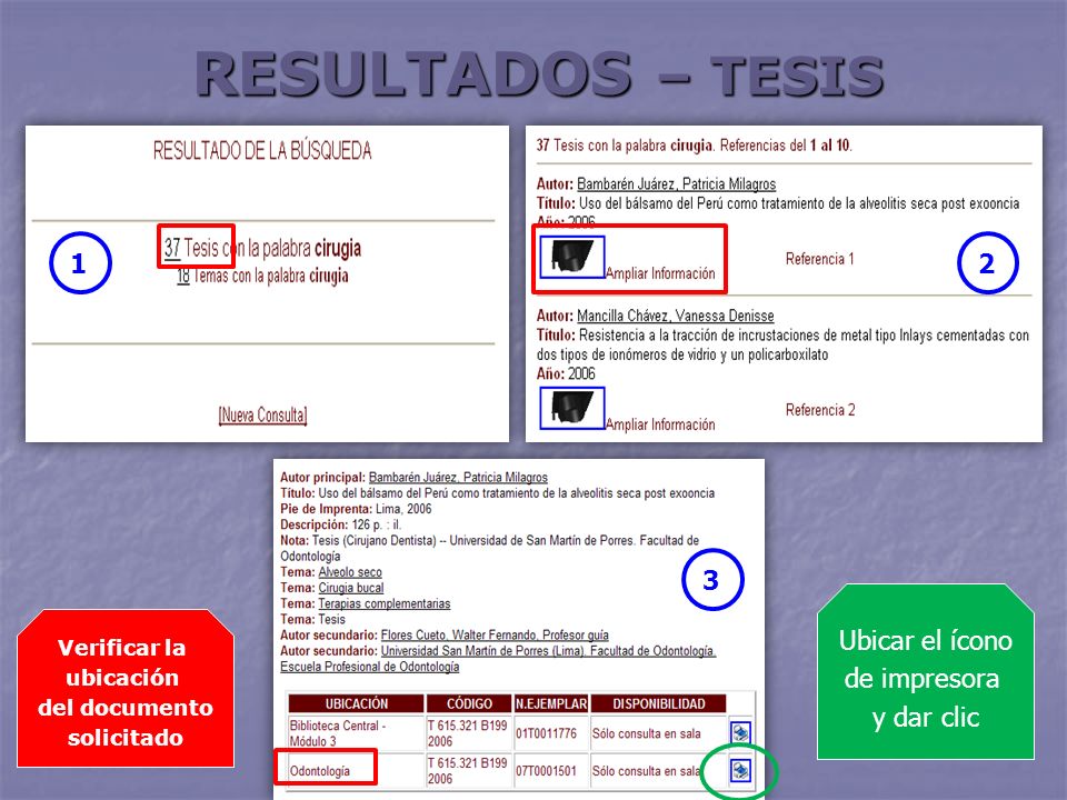 RESULTADOS – TESIS Ubicar el ícono de impresora y dar clic