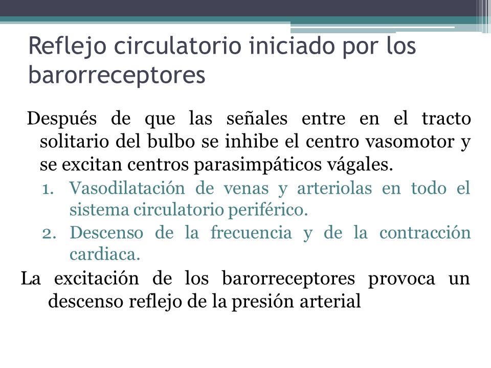 Reflejo circulatorio iniciado por los barorreceptores