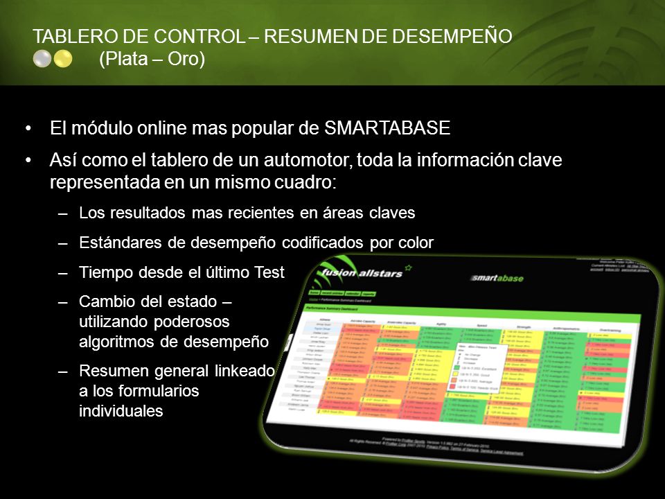 TABLERO DE CONTROL – RESUMEN DE DESEMPEÑO (Plata – Oro)