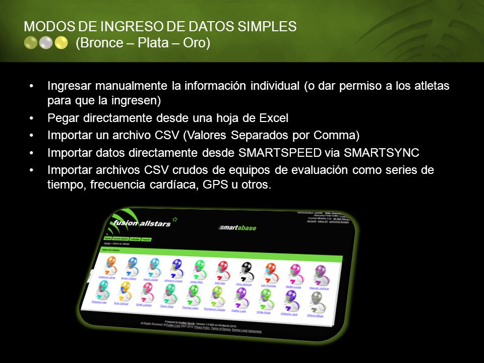 MODOS DE INGRESO DE DATOS SIMPLES (Bronce – Plata – Oro)
