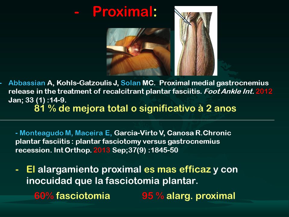 Proximal: 81 % de mejora total o significativo à 2 anos