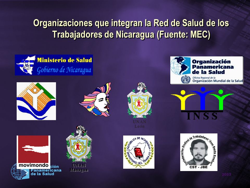 Organizaciones que integran la Red de Salud de los Trabajadores de Nicaragua (Fuente: MEC)