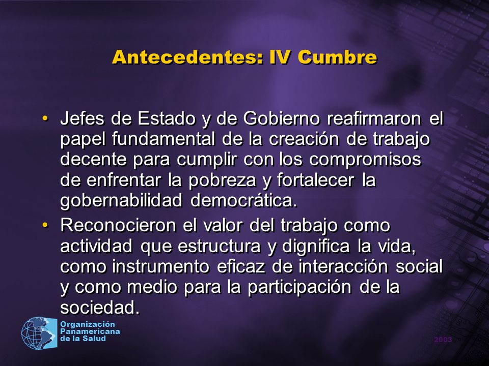 Antecedentes: IV Cumbre