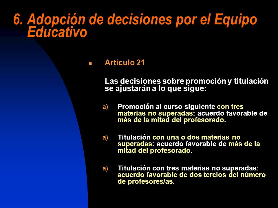 6. Adopción de decisiones por el Equipo Educativo