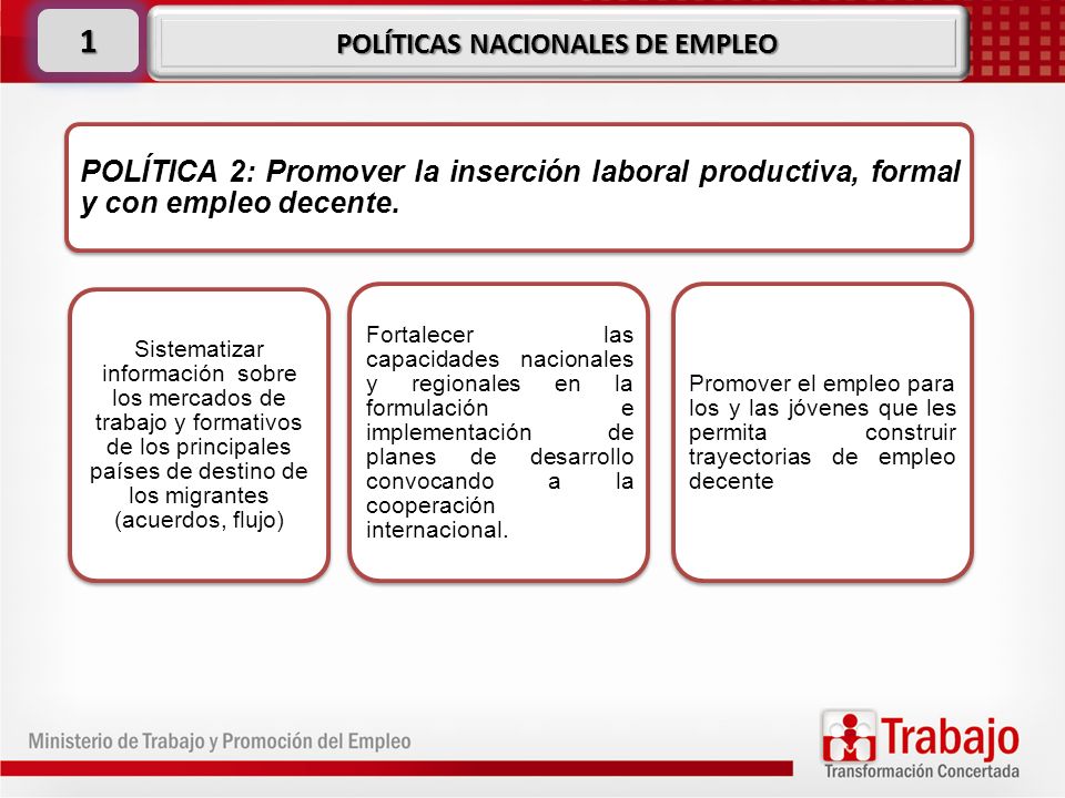 POLÍTICAS NACIONALES DE EMPLEO