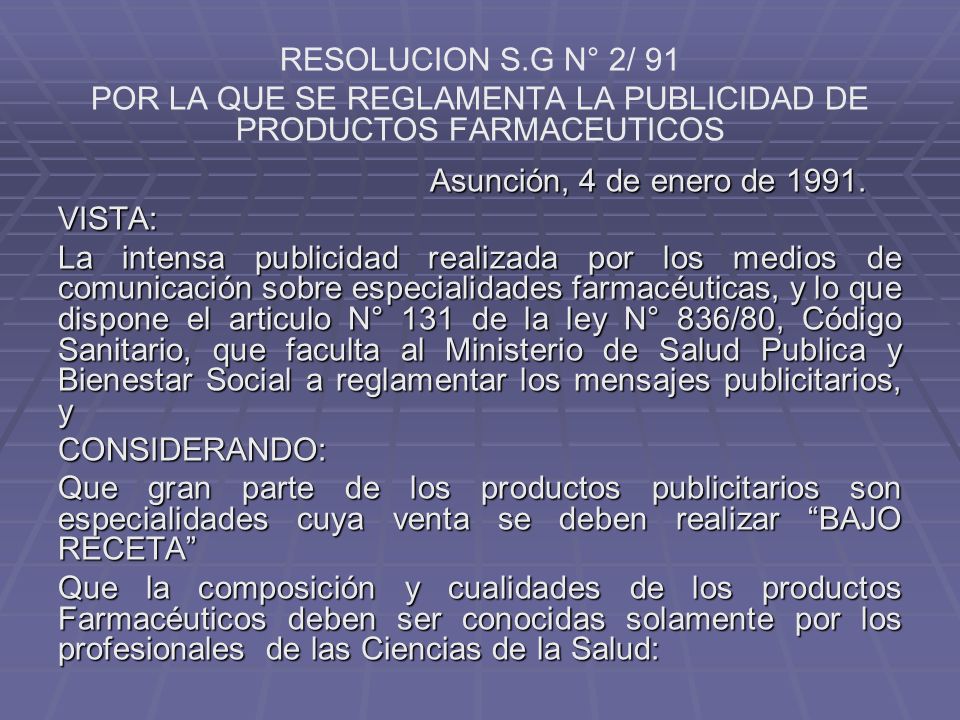POR LA QUE SE REGLAMENTA LA PUBLICIDAD DE PRODUCTOS FARMACEUTICOS