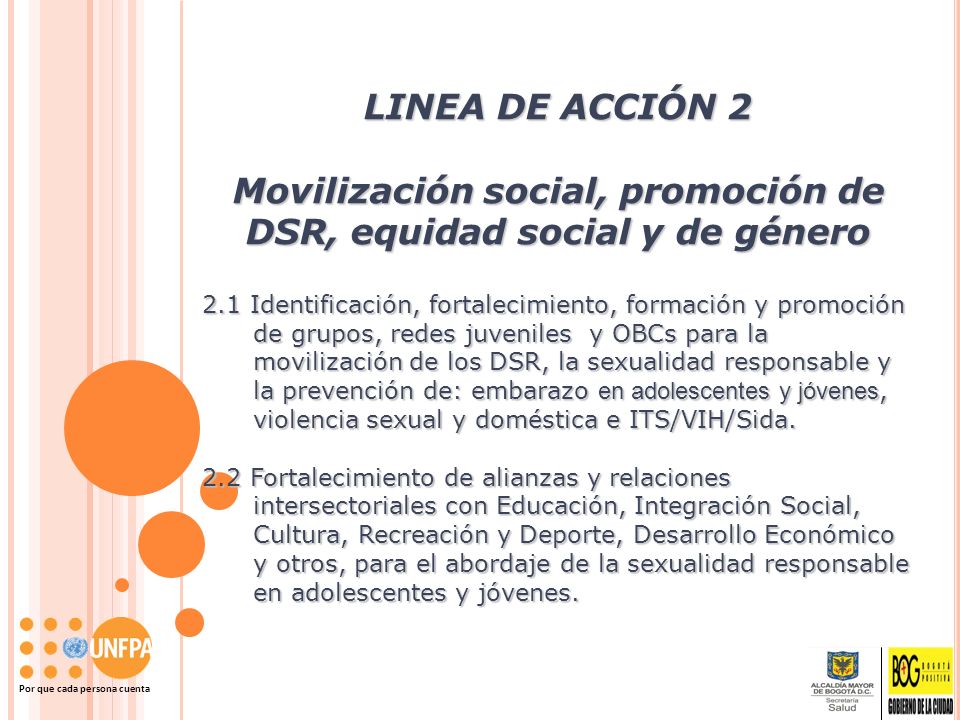 Movilización social, promoción de DSR, equidad social y de género