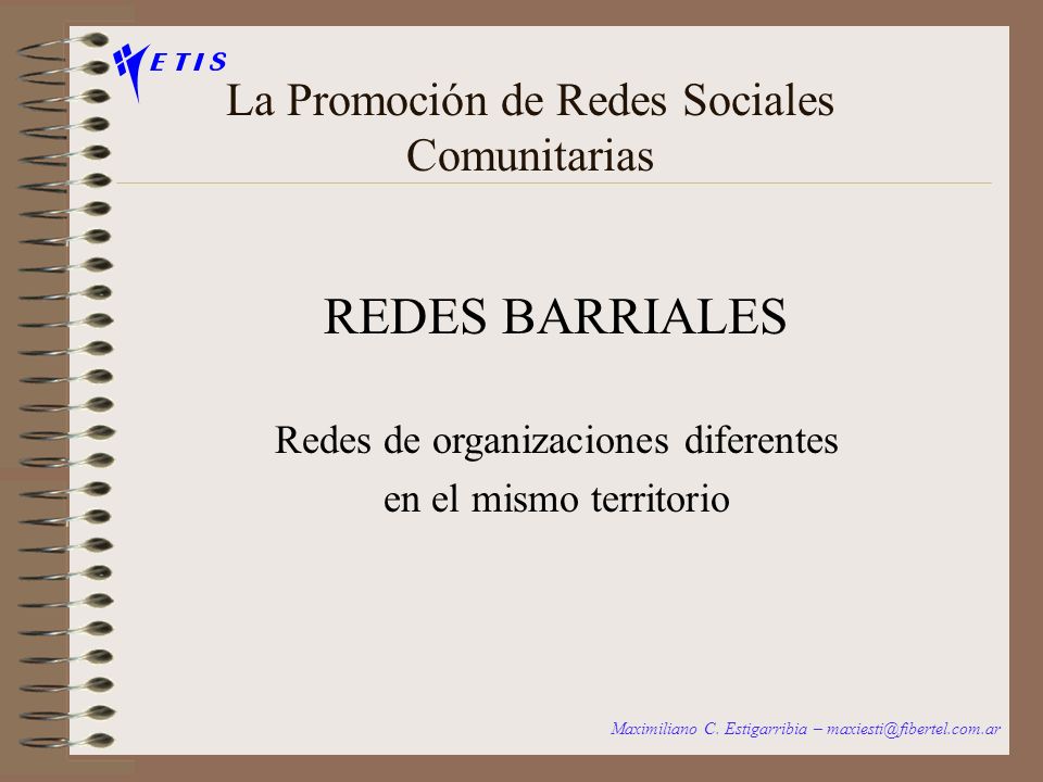 La Promoción de Redes Sociales Comunitarias