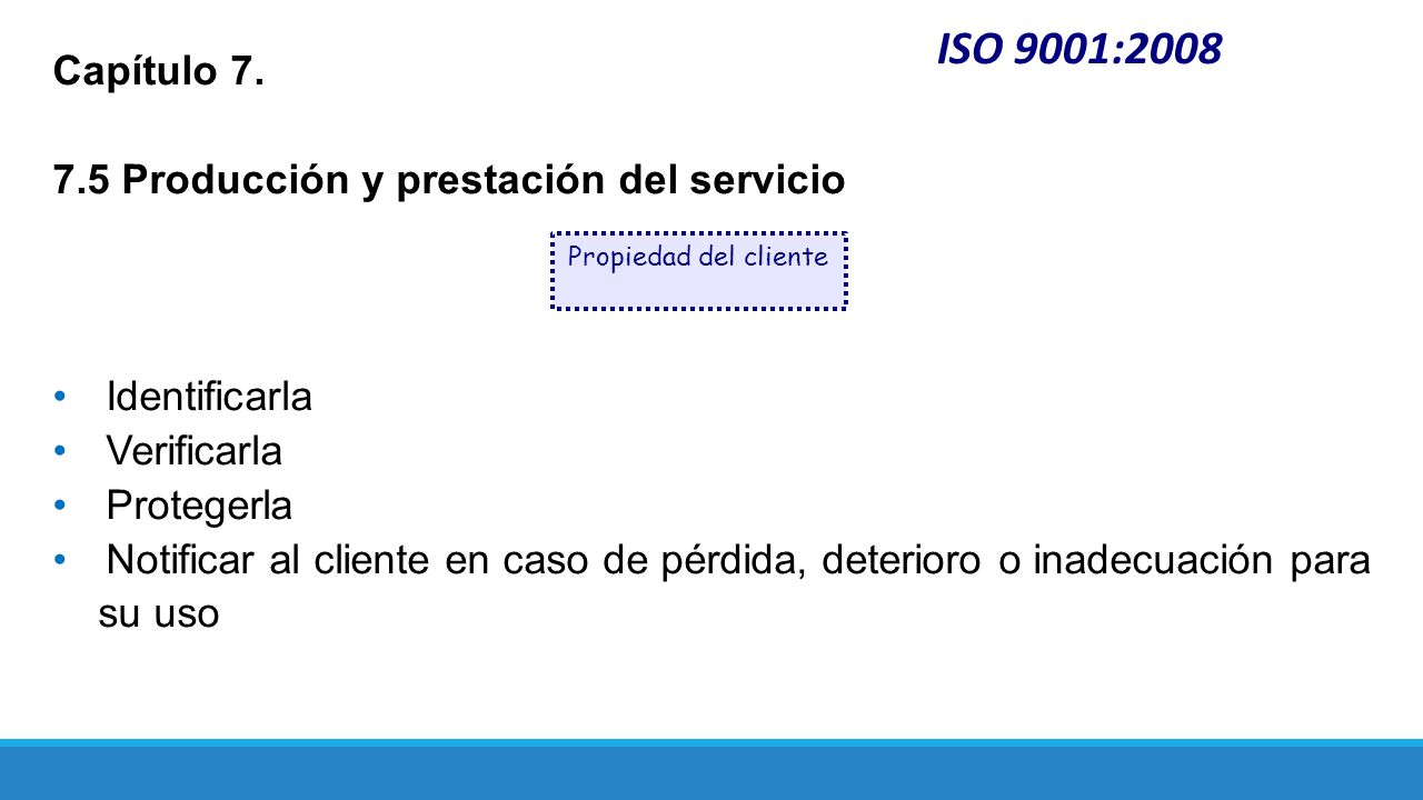 ISO 9001:2008 Capítulo Producción y prestación del servicio
