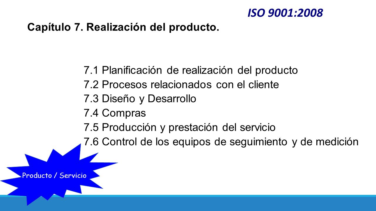 ISO 9001:2008 Capítulo 7. Realización del producto.