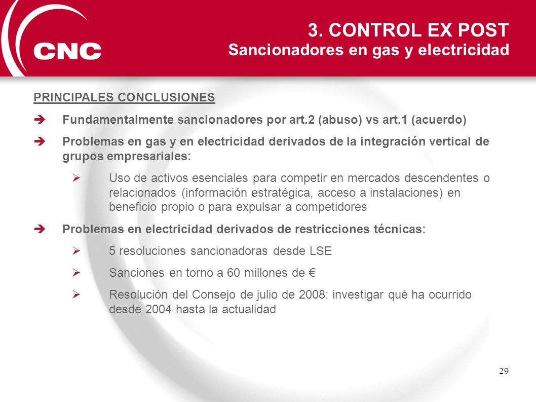 3. CONTROL EX POST Sancionadores en gas y electricidad