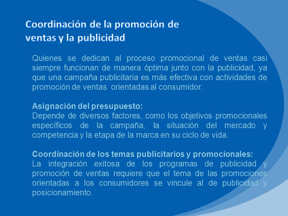 Coordinación de la promoción de ventas y la publicidad