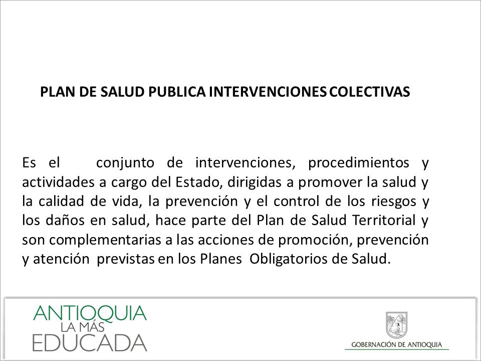PLAN DE SALUD PUBLICA INTERVENCIONES COLECTIVAS
