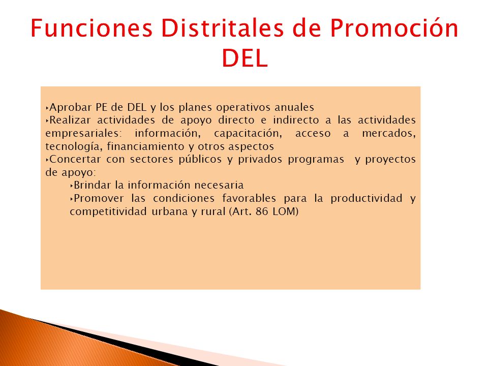 Funciones Distritales de Promoción DEL