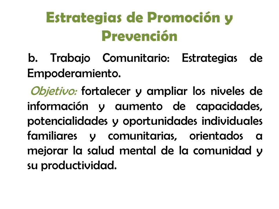 Estrategias de Promoción y Prevención