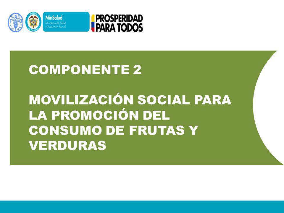 Componente 2 Movilización social para la promoción del consumo de frutas y verduras