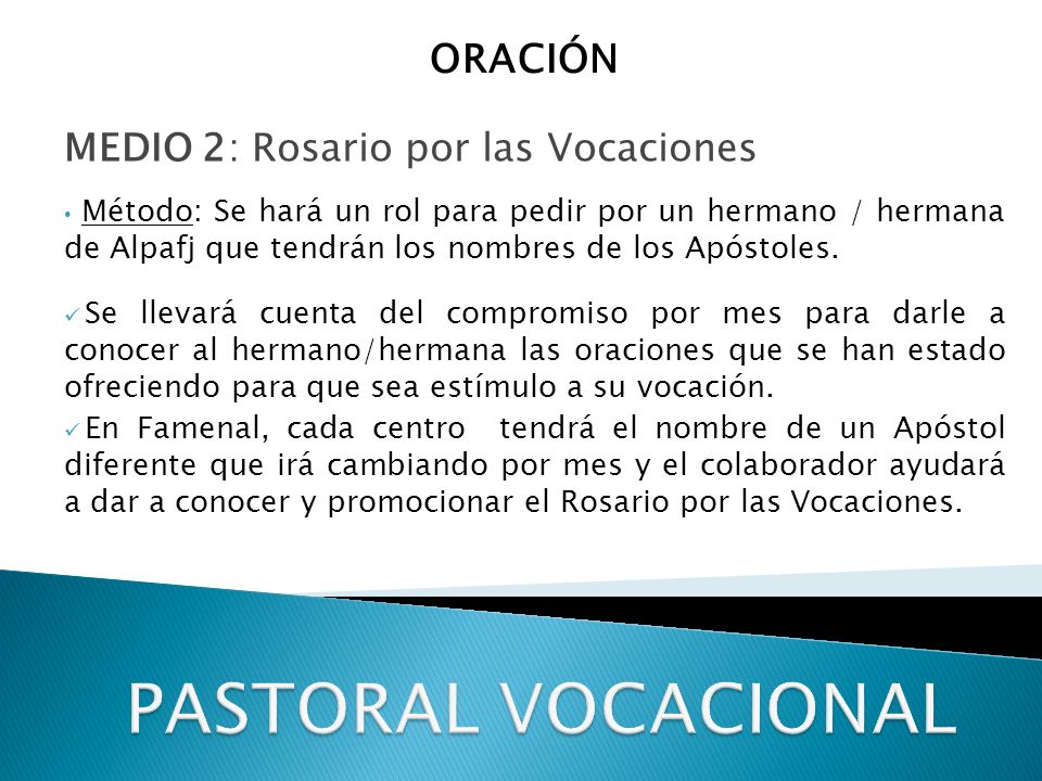 PASTORAL VOCACIONAL ORACIÓN MEDIO 2: Rosario por las Vocaciones