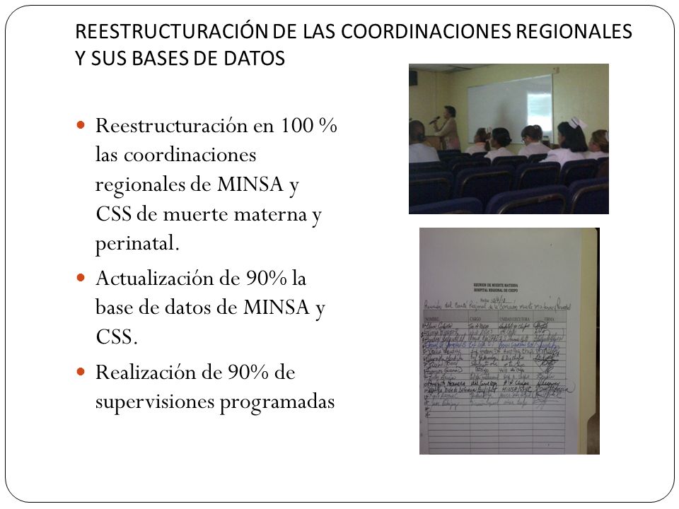 REESTRUCTURACIÓN DE LAS COORDINACIONES REGIONALES Y SUS BASES DE DATOS