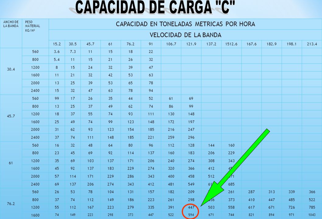 CAPACIDAD EN TONELADAS METRICAS POR HORA