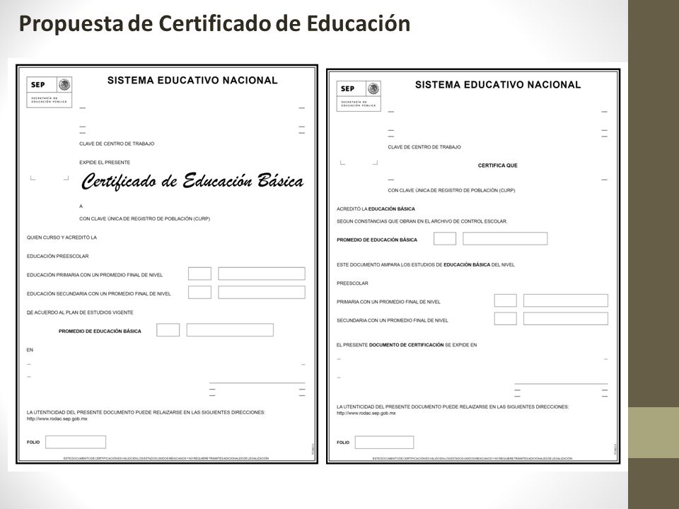 Propuesta de Certificado de Educación Básica