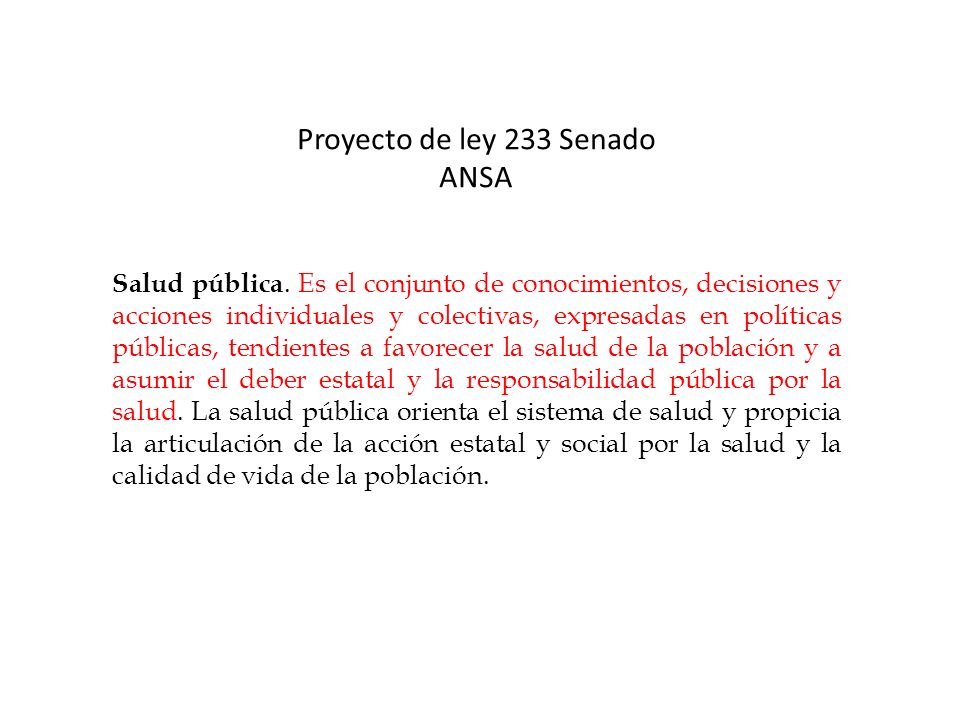 Proyecto de ley 233 Senado ANSA