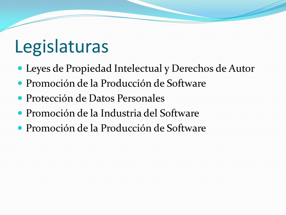 Legislaturas Leyes de Propiedad Intelectual y Derechos de Autor
