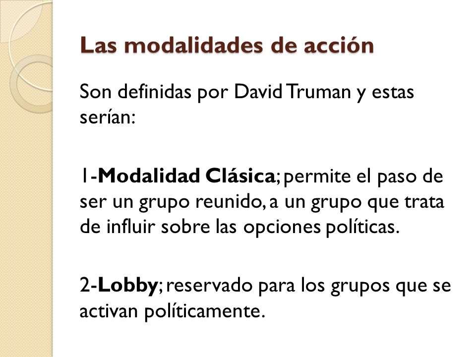 Las modalidades de acción