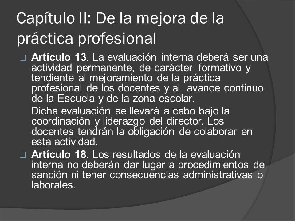 Capítulo II: De la mejora de la práctica profesional