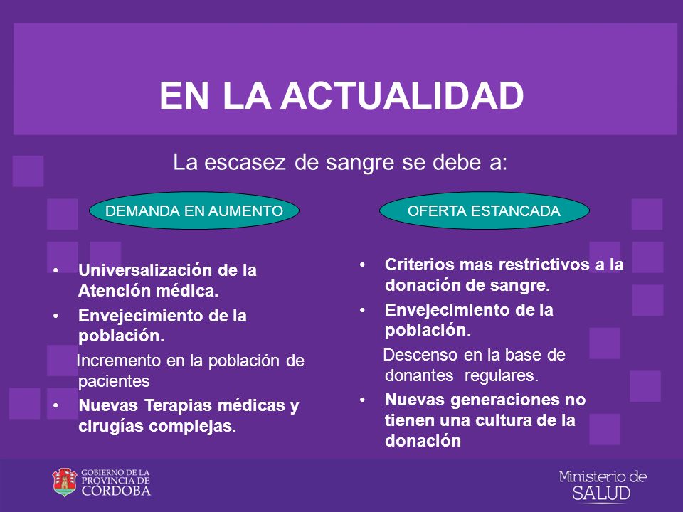 EN LA ACTUALIDAD La escasez de sangre se debe a: