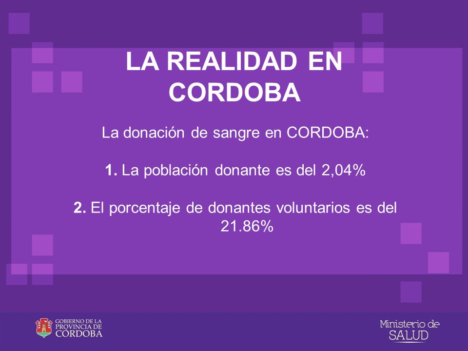 LA REALIDAD EN CORDOBA La donación de sangre en CORDOBA: